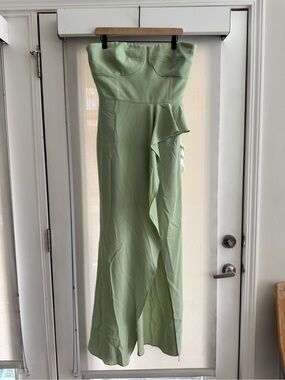 Dress the Population Sage Green Ruffle-Front Maxi Dress